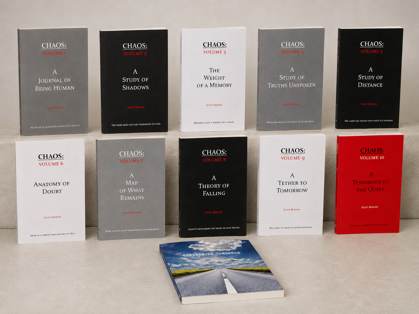 Scott Burton poetry book collection featuring the Chaos series and Forever Is Tomorrow